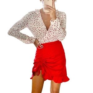 NWT ALTEREDREAMS Satin Ruffle Mini Skirt XS